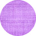 Round Machine Washable Persian Purple Traditional Area Rugs, wshtr4167pur