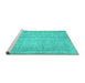 Sideview of Machine Washable Persian Turquoise Traditional Area Rugs, wshtr4167turq