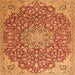 Serging Thickness of Medallion Orange Traditional Rug, tr4168org
