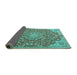 Sideview of Medallion Turquoise Traditional Rug, tr4168turq