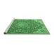 Sideview of Machine Washable Medallion Emerald Green Traditional Area Rugs, wshtr4168emgrn