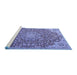 Sideview of Machine Washable Medallion Blue Traditional Rug, wshtr4168blu