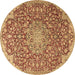 Round Medallion Brown Traditional Rug, tr4168brn