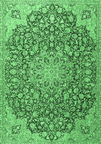 Medallion Emerald Green Traditional Rug, tr4168emgrn