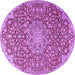 Round Machine Washable Medallion Purple Traditional Area Rugs, wshtr4168pur