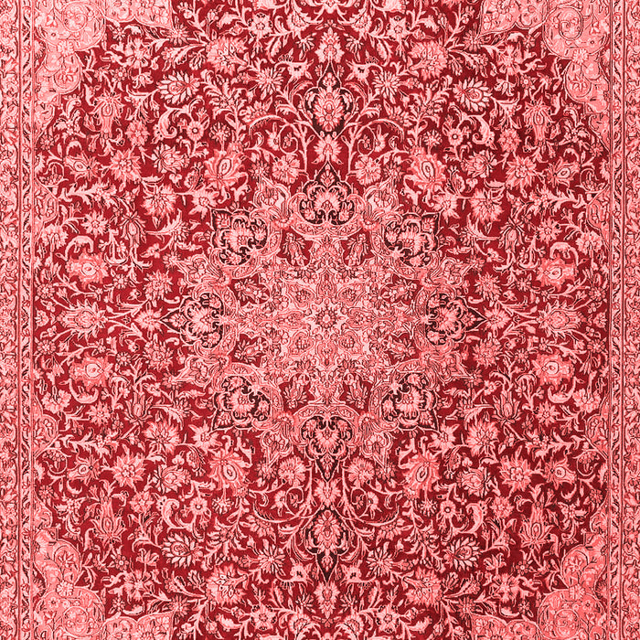 Machine Washable Medallion Red Traditional Rug, wshtr4168red