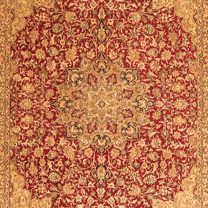 Serging Thickness of Machine Washable Medallion Orange Traditional Area Rugs, wshtr4168org