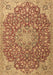 Machine Washable Medallion Brown Traditional Rug, wshtr4168brn