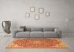 Machine Washable Medallion Orange Traditional Area Rugs in a Living Room, wshtr4168org