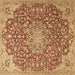 Square Machine Washable Medallion Brown Traditional Rug, wshtr4168brn