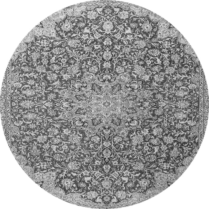 Machine Washable Medallion Gray Traditional Rug, wshtr4168gry