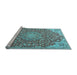 Sideview of Machine Washable Medallion Light Blue Traditional Rug, wshtr4168lblu