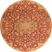 Machine Washable Medallion Orange Traditional Area Rugs, wshtr4168org