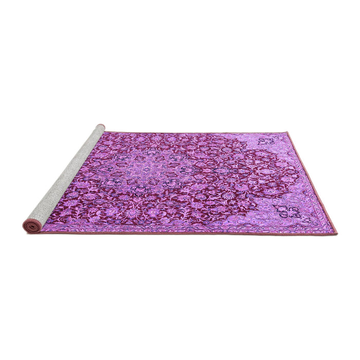 Sideview of Machine Washable Medallion Purple Traditional Area Rugs, wshtr4168pur