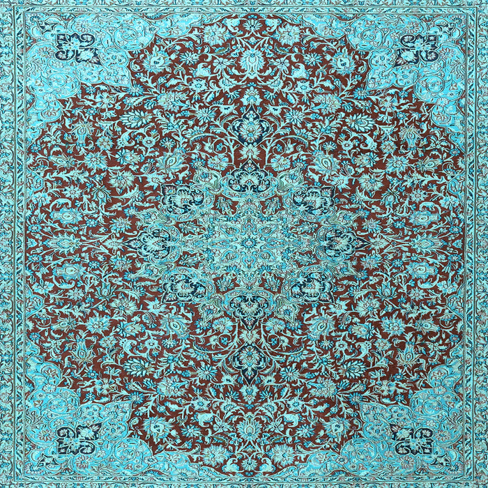 Square Medallion Light Blue Traditional Rug, tr4168lblu