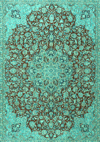 Medallion Turquoise Traditional Rug, tr4168turq