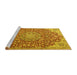 Sideview of Machine Washable Medallion Yellow Traditional Rug, wshtr4168yw