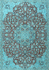 Medallion Light Blue Traditional Rug, tr4168lblu