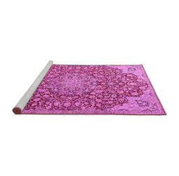 Sideview of Machine Washable Medallion Pink Traditional Rug, wshtr4168pnk