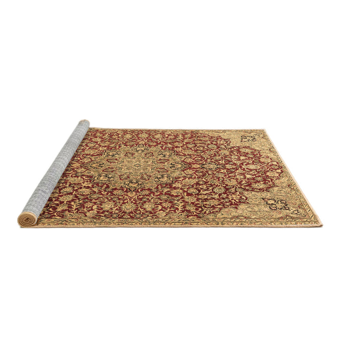 Sideview of Machine Washable Medallion Brown Traditional Rug, wshtr4168brn