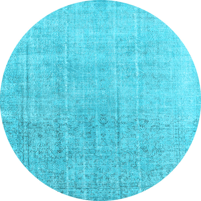 Round Machine Washable Persian Light Blue Traditional Rug, wshtr4169lblu