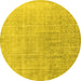 Round Persian Yellow Traditional Rug, tr4169yw