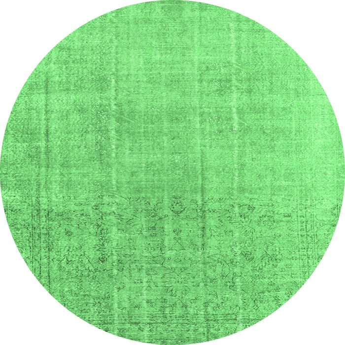 Round Machine Washable Persian Emerald Green Traditional Area Rugs, wshtr4169emgrn