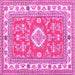 Square Geometric Pink Traditional Rug, tr416pnk