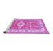 Sideview of Machine Washable Geometric Purple Traditional Area Rugs, wshtr416pur