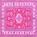 Square Machine Washable Geometric Pink Traditional Rug, wshtr416pnk