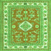 Round Machine Washable Geometric Green Traditional Area Rugs, wshtr416grn