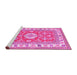 Sideview of Machine Washable Geometric Pink Traditional Rug, wshtr416pnk