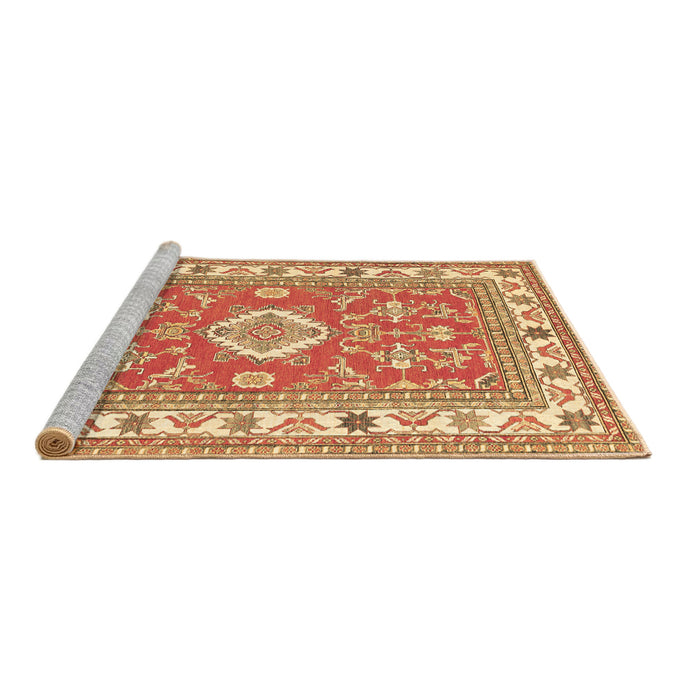 Sideview of Machine Washable Geometric Brown Traditional Rug, wshtr416brn