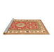 Sideview of Machine Washable Geometric Brown Traditional Rug, wshtr416brn