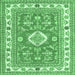 Square Machine Washable Geometric Emerald Green Traditional Area Rugs, wshtr416emgrn