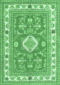 Geometric Emerald Green Traditional Rug, tr416emgrn