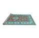 Sideview of Machine Washable Geometric Light Blue Traditional Rug, wshtr416lblu