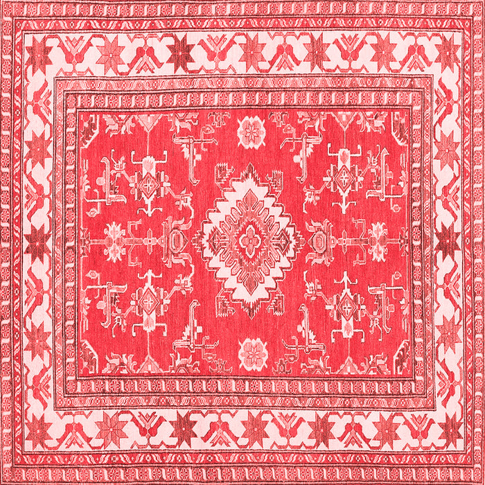 Machine Washable Geometric Red Traditional Rug, wshtr416red