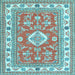 Square Geometric Light Blue Traditional Rug, tr416lblu