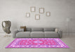 Machine Washable Geometric Purple Traditional Area Rugs in a Living Room, wshtr416pur