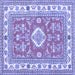 Square Machine Washable Geometric Blue Traditional Rug, wshtr416blu