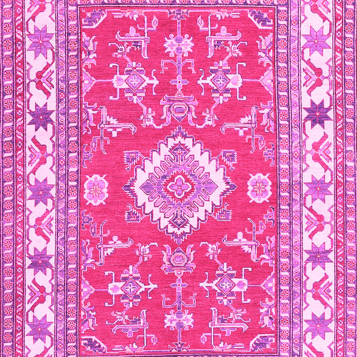 Machine Washable Geometric Pink Traditional Rug, wshtr416pnk