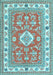 Machine Washable Geometric Light Blue Traditional Rug, wshtr416lblu