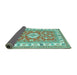 Sideview of Geometric Turquoise Traditional Rug, tr416turq