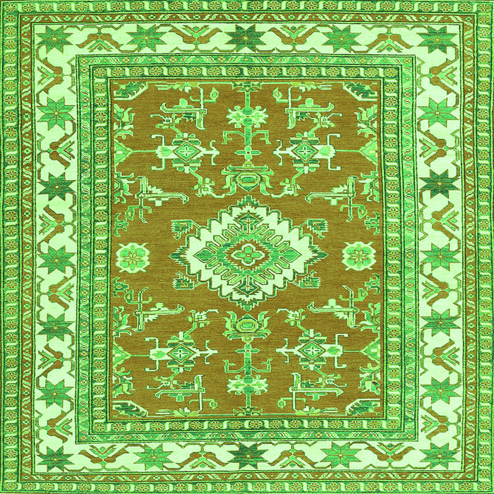 Serging Thickness of Geometric Green Traditional Rug, tr416grn
