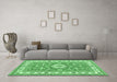 Machine Washable Geometric Emerald Green Traditional Area Rugs in a Living Room,, wshtr416emgrn