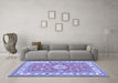 Machine Washable Geometric Blue Traditional Rug in a Living Room, wshtr416blu