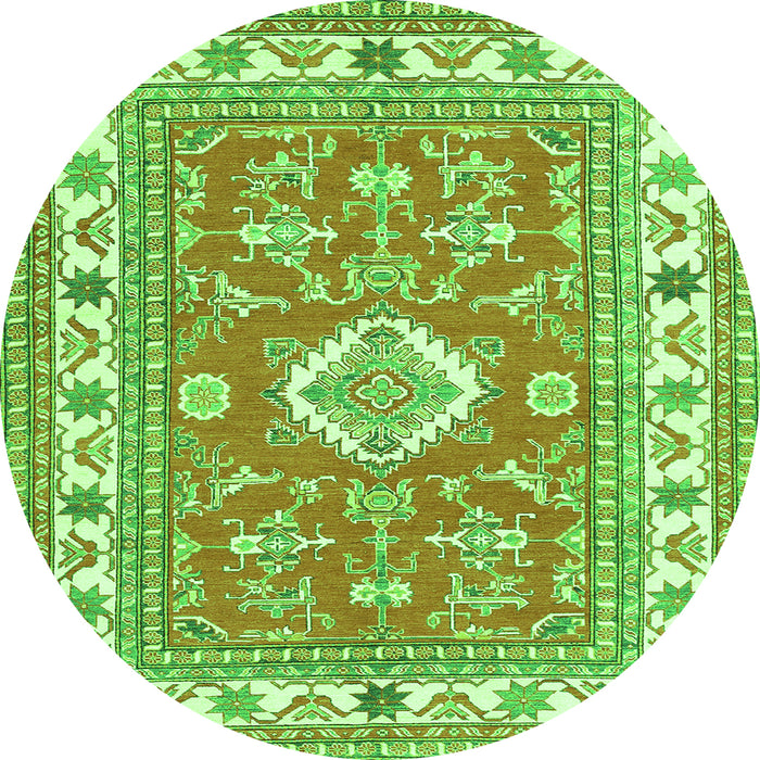 Square Geometric Green Traditional Rug, tr416grn