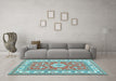 Machine Washable Geometric Light Blue Traditional Rug in a Living Room, wshtr416lblu