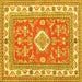 Square Geometric Yellow Traditional Rug, tr416yw